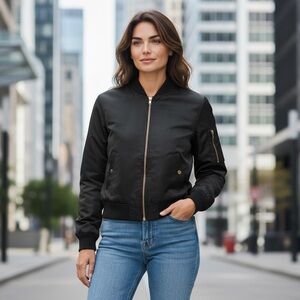 Romeo & Juliet Couture Jet Black Bomber Jacket
